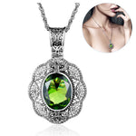 SILVERCHAKRA Big Mystic Topaz Gem Victorian Retro Pendant Necklaces for Women Floral Filigree Handmade 925 Silver Fine Jewelry