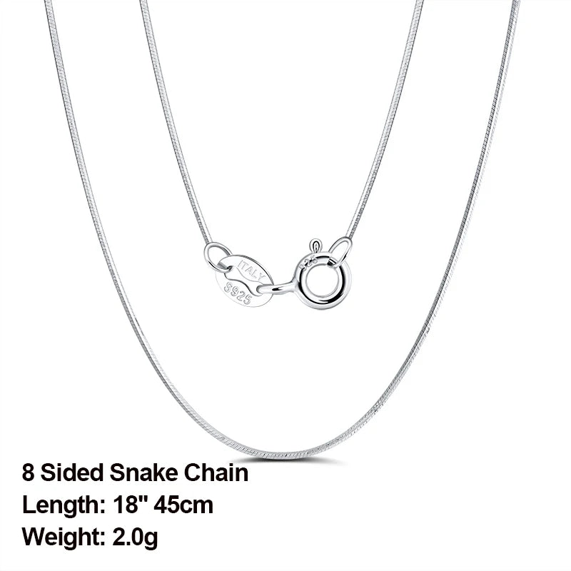 Rinntin 925 Sterling Silver Basic Women's Neck Chain Cable Bamboo Twisted Chain Fashion Side Bead Box Chain Necklace Jewelry