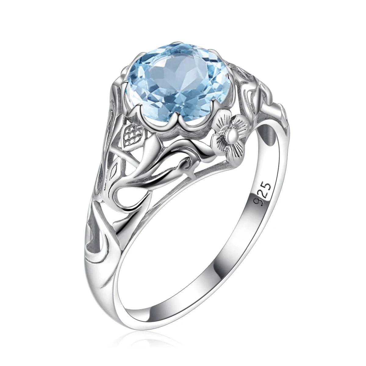 SILVERCHAKRA Vintage Real 925 Silver Rings for Women 2ct Round Opal Ring Artistic filigree Art Deco Fine Jewelry Lady Mom Gifts