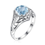 SILVERCHAKRA Vintage Real 925 Silver Rings for Women 2ct Round Opal Ring Artistic filigree Art Deco Fine Jewelry Lady Mom Gifts