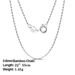 Rinntin 925 Sterling Silver Basic Women's Neck Chain Cable Bamboo Twisted Chain Fashion Side Bead Box Chain Necklace Jewelry