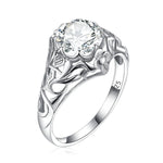 SILVERCHAKRA Vintage Real 925 Silver Rings for Women 2ct Round Opal Ring Artistic filigree Art Deco Fine Jewelry Lady Mom Gifts