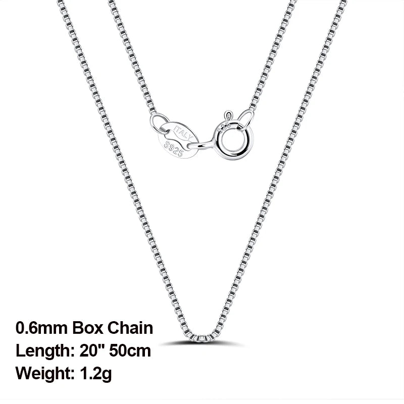 Rinntin 925 Sterling Silver Basic Women's Neck Chain Cable Bamboo Twisted Chain Fashion Side Bead Box Chain Necklace Jewelry
