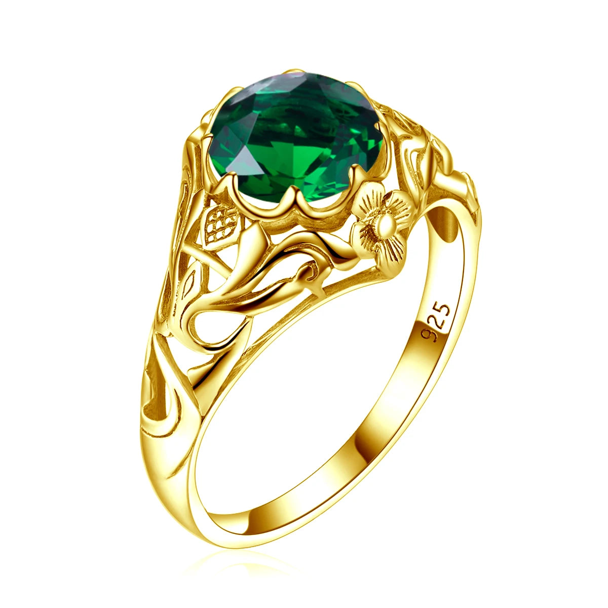 SILVERCHAKRA Vintage Real 925 Silver Rings for Women 2ct Round Opal Ring Artistic filigree Art Deco Fine Jewelry Lady Mom Gifts