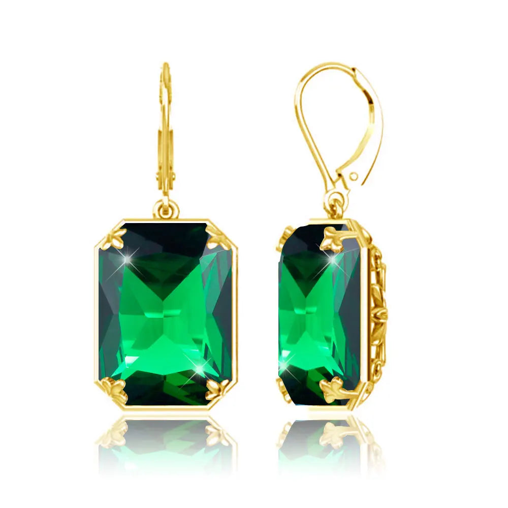 Real 100% 925 Silver Earrings Aquamarine 14K Gold Plated Drop Earrings For Women Fine Jewelry Wedding Gift Handmade