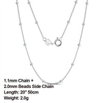 Rinntin 925 Sterling Silver Basic Women's Neck Chain Cable Bamboo Twisted Chain Fashion Side Bead Box Chain Necklace Jewelry