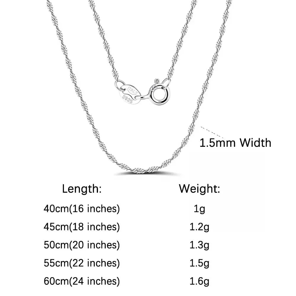 Rinntin 925 Sterling Silver Italian Handmade 1.2mm Chopin Chain Necklace for Women Fashion Simple Basic Neck Chain Jewelry SC53