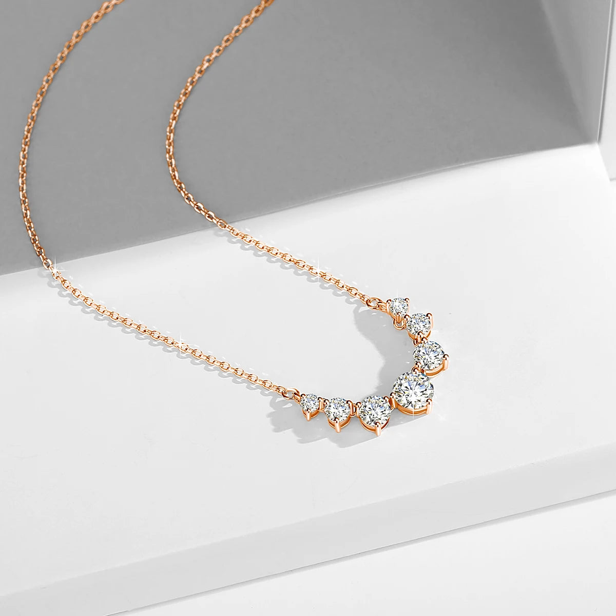 Smiles 7 Stones 2.8ct Mosanites Diamond Women's 925 Sterling Silver Necklaces Luxury Sparkling Fine Jewelry GRA Certificate