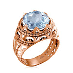 Vintage Rings For Men Genuine 925 Sterling Silver Male Ring 13*13mm Mystic Topaz Round Cut Stone Men's Jewelry Beautiful