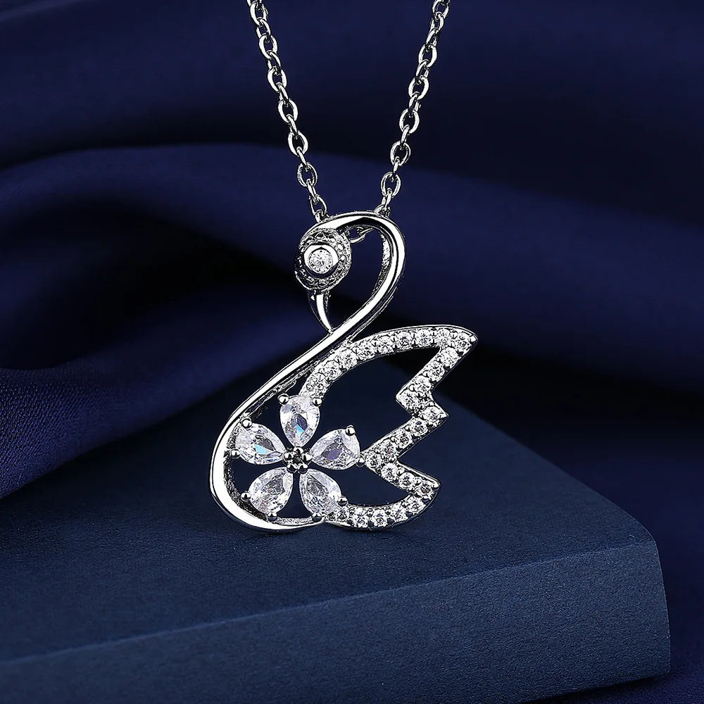 925 Sterling Silver Necklace For Women Round Pendent Sparkling Pave CZ Necklace Fashion Anniversary Birthday Jewelry Gifts N755