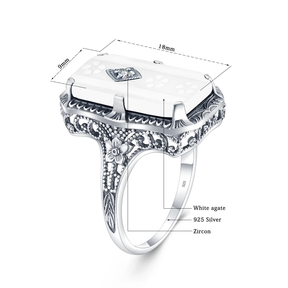 Unique 925 Sterling Silver Ring for Woman Simulated Emerald Vintage Filigree Persian Design Femal Elegant Rings Hand Made