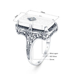 Unique 925 Sterling Silver Ring for Woman Simulated Emerald Vintage Filigree Persian Design Femal Elegant Rings Hand Made