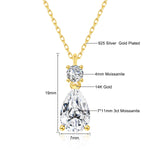 Trendy Lovers' Real 14k Gold Necklace Pear Cut Moissanite Diamond 3 Carat 7*11mm Wedding K gold Jewelery for Women Certified