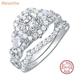 Newshe 2 Pcs Wedding Rings Set for Women 925 Sterling Silver 2.4Ct Round Pear White Cz Luxury Original Engagement Jewelry