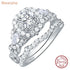 Newshe 2 Pcs Wedding Rings Set for Women 925 Sterling Silver 2.4Ct Round Pear White Cz Luxury Original Engagement Jewelry