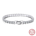 Rinntin Luxury Real 925 Sterling Silver Tennis Bracelet Women with AAAA Zircon Female Bangle Party Wedding Jewelry Gifts SB91