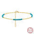 Rinntin 925 Sterling Silver Natural Turquoise Anklet with Butterfly Chain for Women Dainty Vintage Straps Jewelry SA85