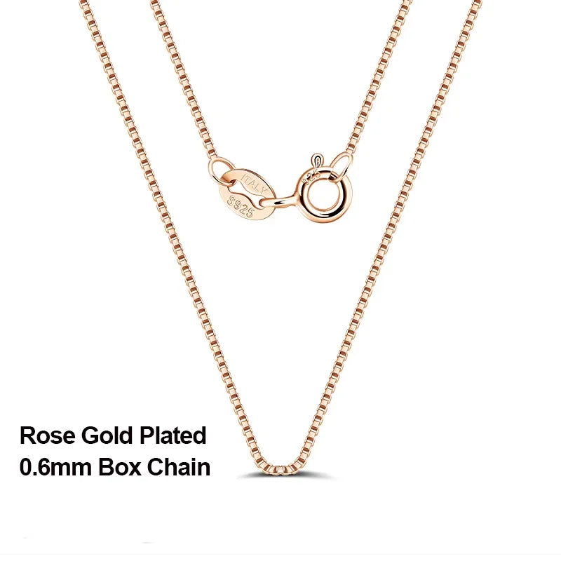 Rinntin 0.7mm Width 40cm-60CM Thin Real 925 Sterling Silver Slim Box Chain Necklace Women Girls Children Jewelry Collares SC07