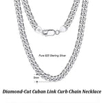 Rinntin Italian 925 Sterling Silver 3.6mm Diamond-Cut Cuban Link Chain Necklace for Women Men Silver Neck Chain Jewelry SC36