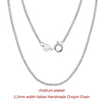Rinntin 925 Sterling Silver Italian Handmade 1.2/1.6/2.0mm Chopin Chain Necklace for Women Fashion Basic Neck Chain Jewelry SC53