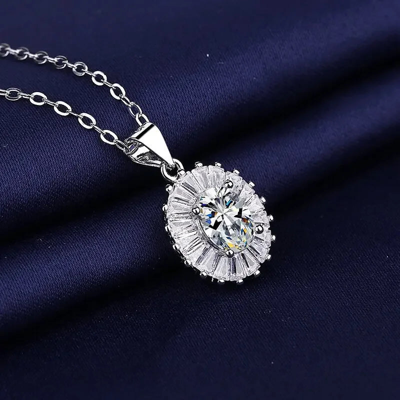 925 Sterling Silver Necklace For Women Round Pendent Sparkling Pave CZ Necklace Fashion Anniversary Birthday Jewelry Gifts N755