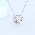 925 Sterling Silver Necklace For Women Round Pendent Sparkling Pave CZ Necklace Fashion Anniversary Birthday Jewelry Gifts N755