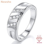 Newshe D Color VVS1 Certified Moissanite Ring for Men 8mm Wedding Band Premium White gold plated Designed Jewelry