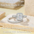 Newshe Women's Stackable VVS1 Moissanite Wedding Rings Set GRA Certified Halo Emerald Cut 925 Sterling Silver Bridal Ring