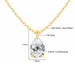 14K Gold Pear Cut Moissanite Diamond Necklaces for Women 0.5ct 1ct 2ct D VVS1 Solitaire Pendant Wedding Jewelry Certified