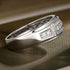 Newshe Elegant Men's Moissanite Rings GRA Certified Wedding Band 925 Sterling Silver Half Eternity Round Engagement Ring