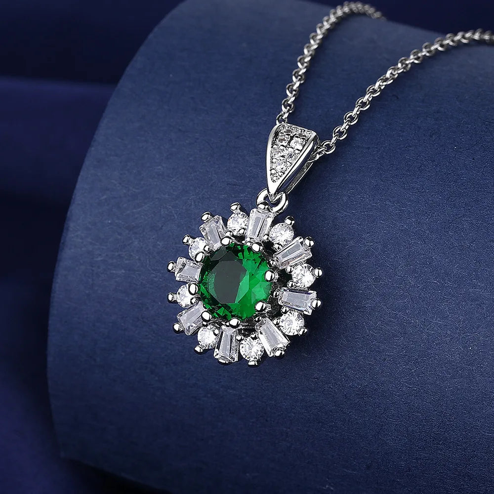 925 Sterling Silver Necklace For Women Round Pendent Sparkling Pave CZ Necklace Fashion Anniversary Birthday Jewelry Gifts