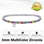 Rinntin Genuine 925 Sterling Silver Tennis Chain Bracelet Handmade High-end Luxury Hand Chain for Men Women Jewelry Gift SB128