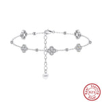 Rinntin 925 Sterling Silver Dainty Clover Bracelet Certified D Color Moissanite Bracelet Women Jewelry Flower Chain Gift SMOB04