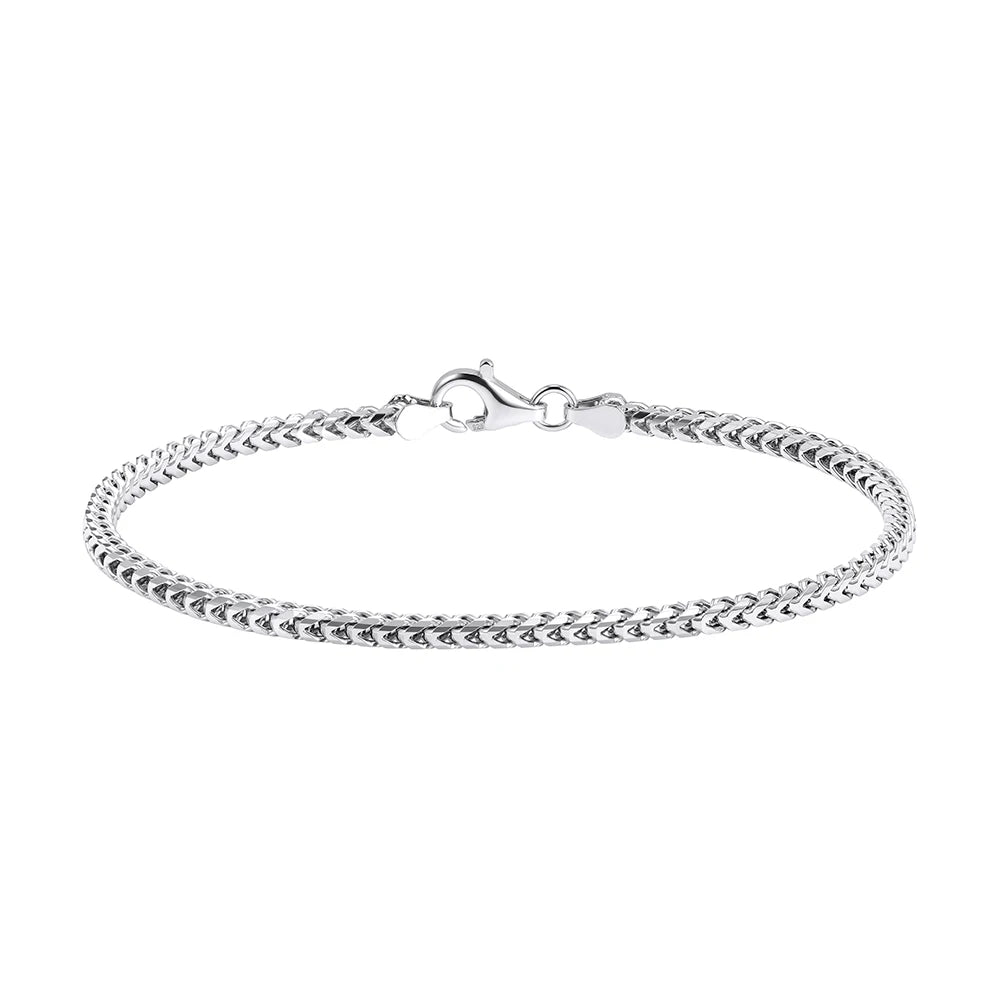 Rinntin Genuine 925 Sterling Silver Italian 2.0mm Franco Link Chain Bracelet for Women Vintage Silver Dainty Jewelry SB223