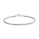Rinntin Genuine 925 Sterling Silver Italian 2.0mm Franco Link Chain Bracelet for Women Vintage Silver Dainty Jewelry SB223