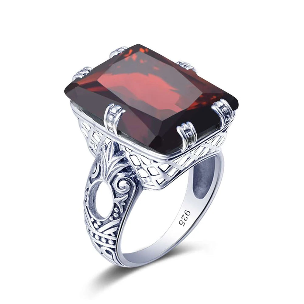 925 Sterling Silver ring Amber Square For Women Bridal Wedding Gemstone Rings Enagement Party Fine Jewelry High Quality