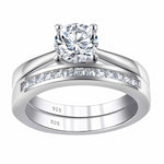 Newshe Solid 925 Silver Engagement Ring Wedding Band Fine Jewelry Luxury Solitaire Round Cubic Zircon Imitation Diamond Rings