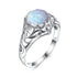 SILVERCHAKRA Vintage Real 925 Silver Rings for Women 2ct Round Opal Ring Artistic filigree Art Deco Fine Jewelry Lady Mom Gifts