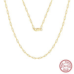 Rinntin Diamond Cut Paper Clip Necklace S925 Sterling Silver 14K 18K Gold Plated Stacked Necklaces PaperClip Collar Chain SC39