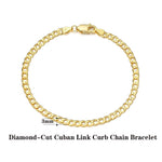 Rinntin 18K Gold Over 925 Sterling Silver 3mm/5mm Italian Diamond Cut Cuban Link Curb Chain Necklace for Women Men Jewelry SC60