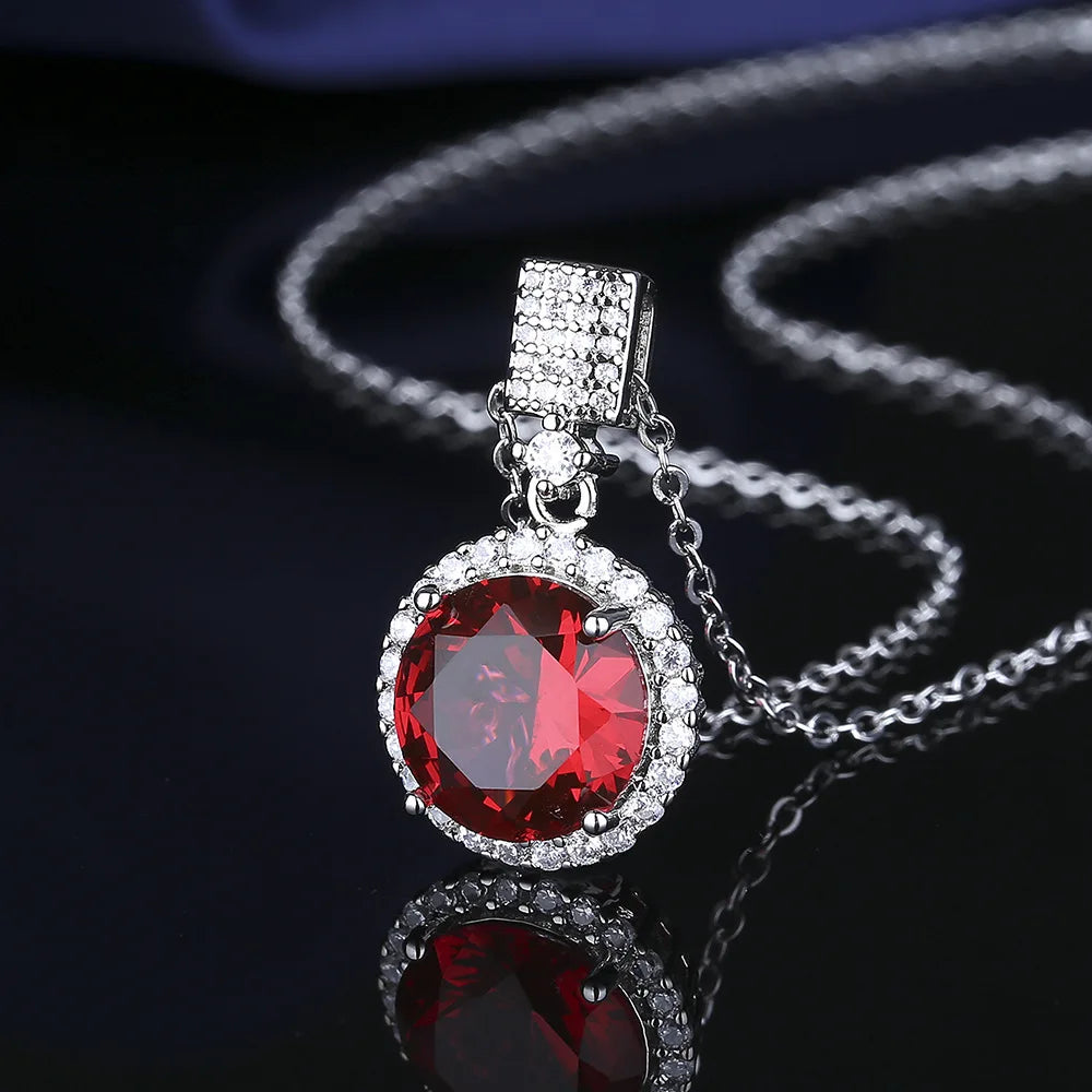925 Sterling Silver Necklace For Women Round Pendent Sparkling Pave CZ Necklace Fashion Anniversary Birthday Jewelry Gifts