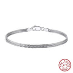 Rinntin 925 Sterling Silver 2.8mm Flat Mesh Chain Bracelets Hight-Quality Bangle Chain Simple Women Men Daily Accessories SB216