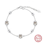 Rinntin 925 Sterling Silver Shell 14K Gold Four Leaf Clover Bracelet Waterproof Flower Bracelets Jewelry for Women Girls Gift