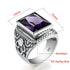 Massive 925 Sterling Silver Thick Men's Rings Amethyst Vintage Art Deco Revival Vintage Male Jewelry Party Gift For Husband