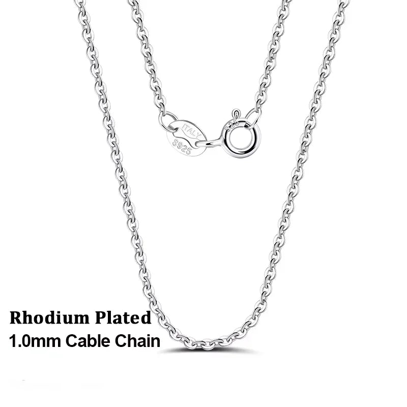 Rinntin Rose Gold 925 Sterling Silver Fashion Cable Link Chains Necklace for Women Thin Neck Chain Accessories Jewelry SC06