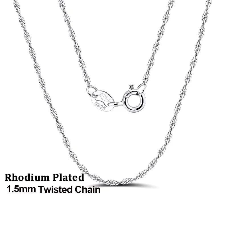 Rinntin 14K Gold 925 Sterling Silver 1.5mm Twisted Singapore Rope Chain Diamond-cut Thin Basic Necklace for Women Jewelry SC02