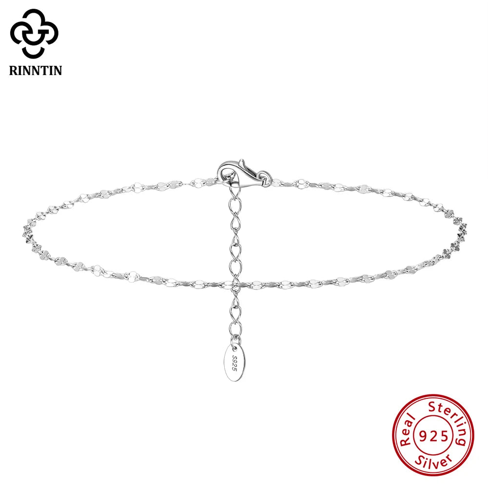 Rinntin 925 Sterling Silver Fish Lips Chain Anklet for Women Fashion Foot Bracelet Summer Sexy Silver Ankle Straps Jewelry SA33