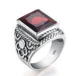 Massive 925 Sterling Silver Thick Men's Rings Amethyst Vintage Art Deco Revival Vintage Male Jewelry Party Gift For Husband