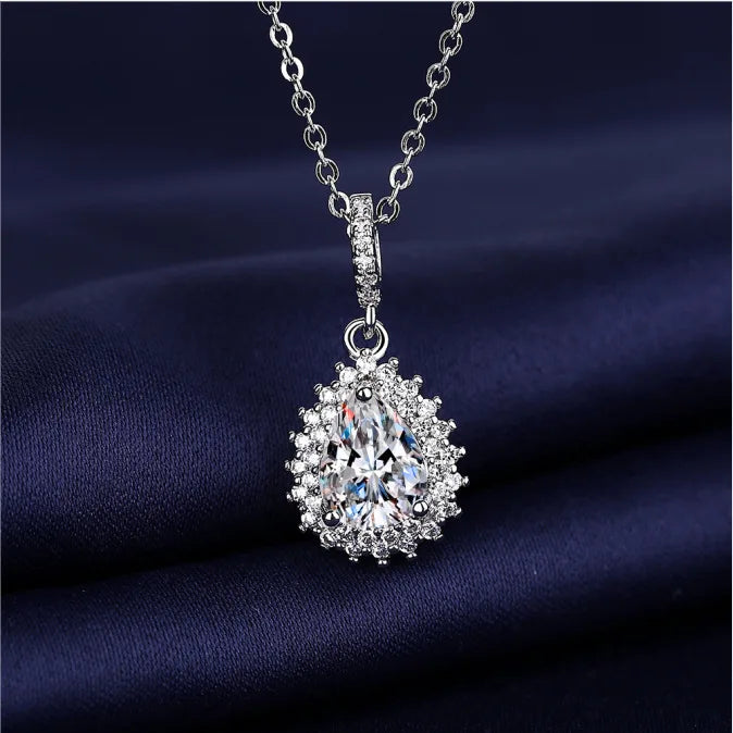 925 Sterling Silver Necklace For Women Round Pendent Sparkling Pave CZ Necklace Fashion Anniversary Birthday Jewelry Gifts