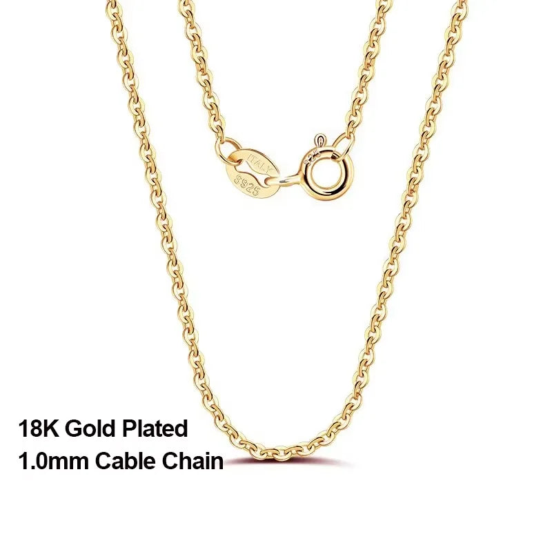Rinntin Rose Gold 925 Sterling Silver Fashion Cable Link Chains Necklace for Women Thin Neck Chain Accessories Jewelry SC06